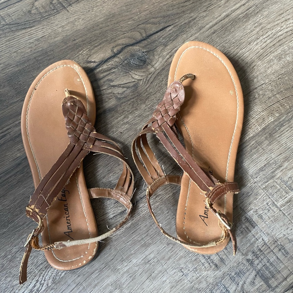 American Eagle Outfitters Brown Sandals with Braided Straps